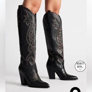 Steve Madden Lasso Black Cowgirl Boots